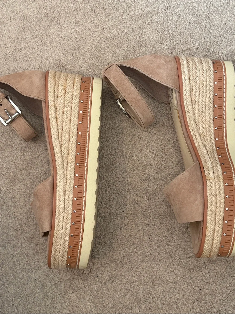 Vince Camuto Women’s Suede Ankle-Strap Sandals — Taupe
